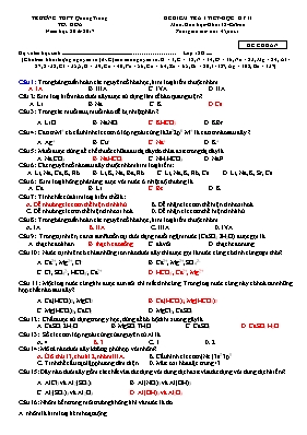 Đề kiểm tra 1 tiết - Học kỳ II môn Hóa học - Khối 12 (cơ bản đề chuẩn)